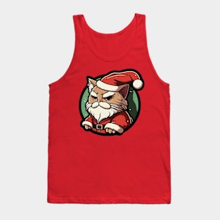 Grumpy Looking Santa Cat Tank Top